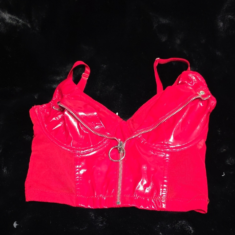 Red Zippered Women's Top